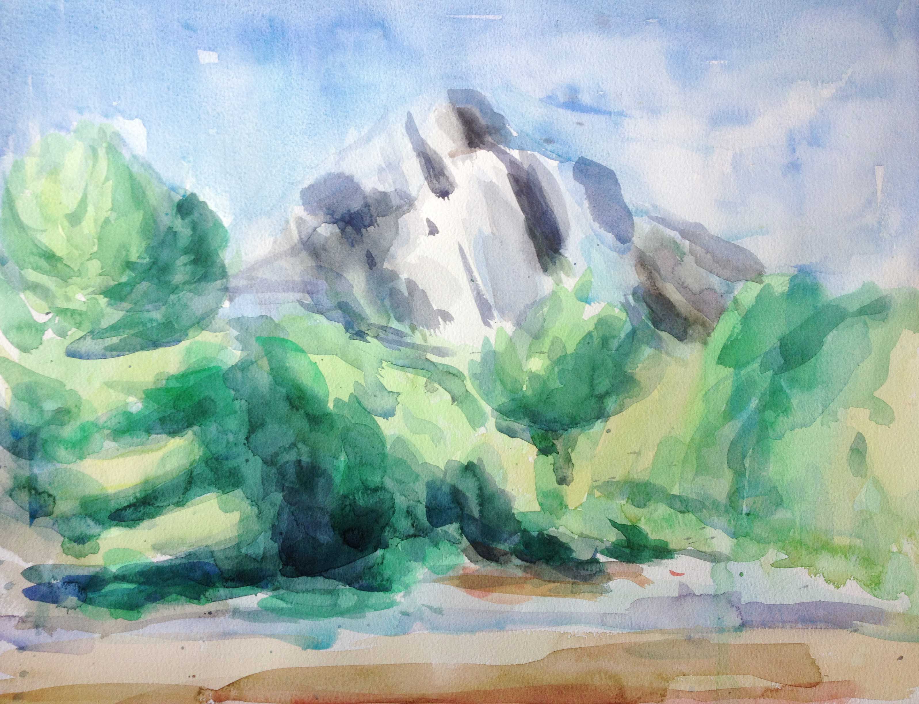 Les Alpilles, watercolour