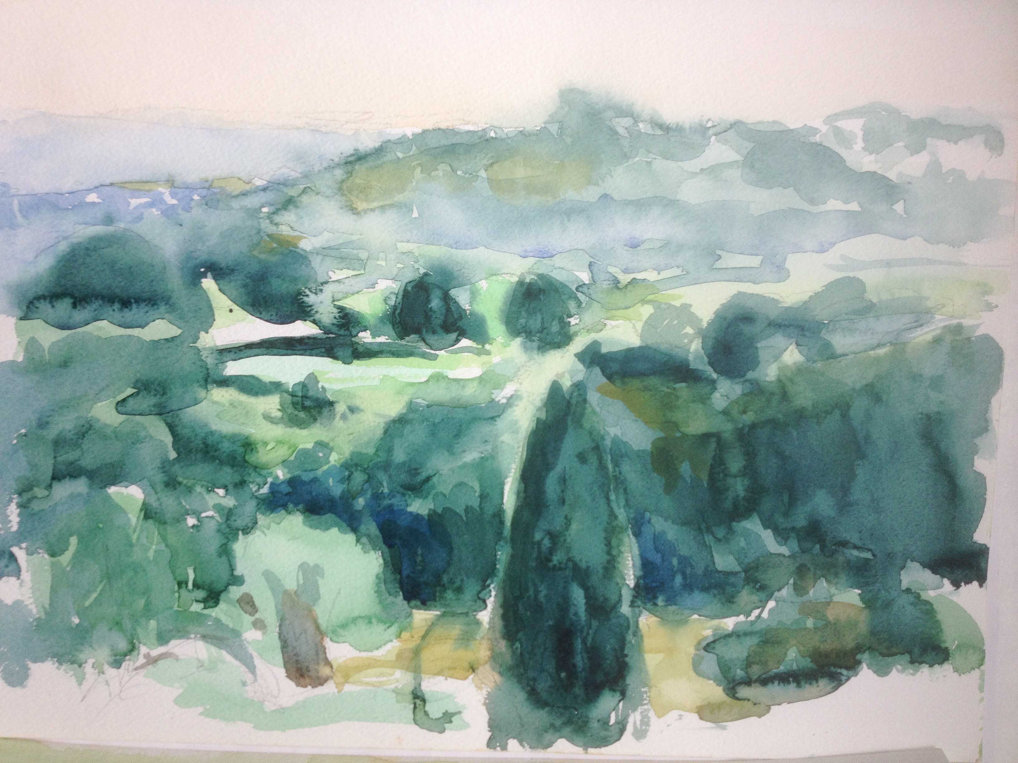 Somersby Orchard, watercolour