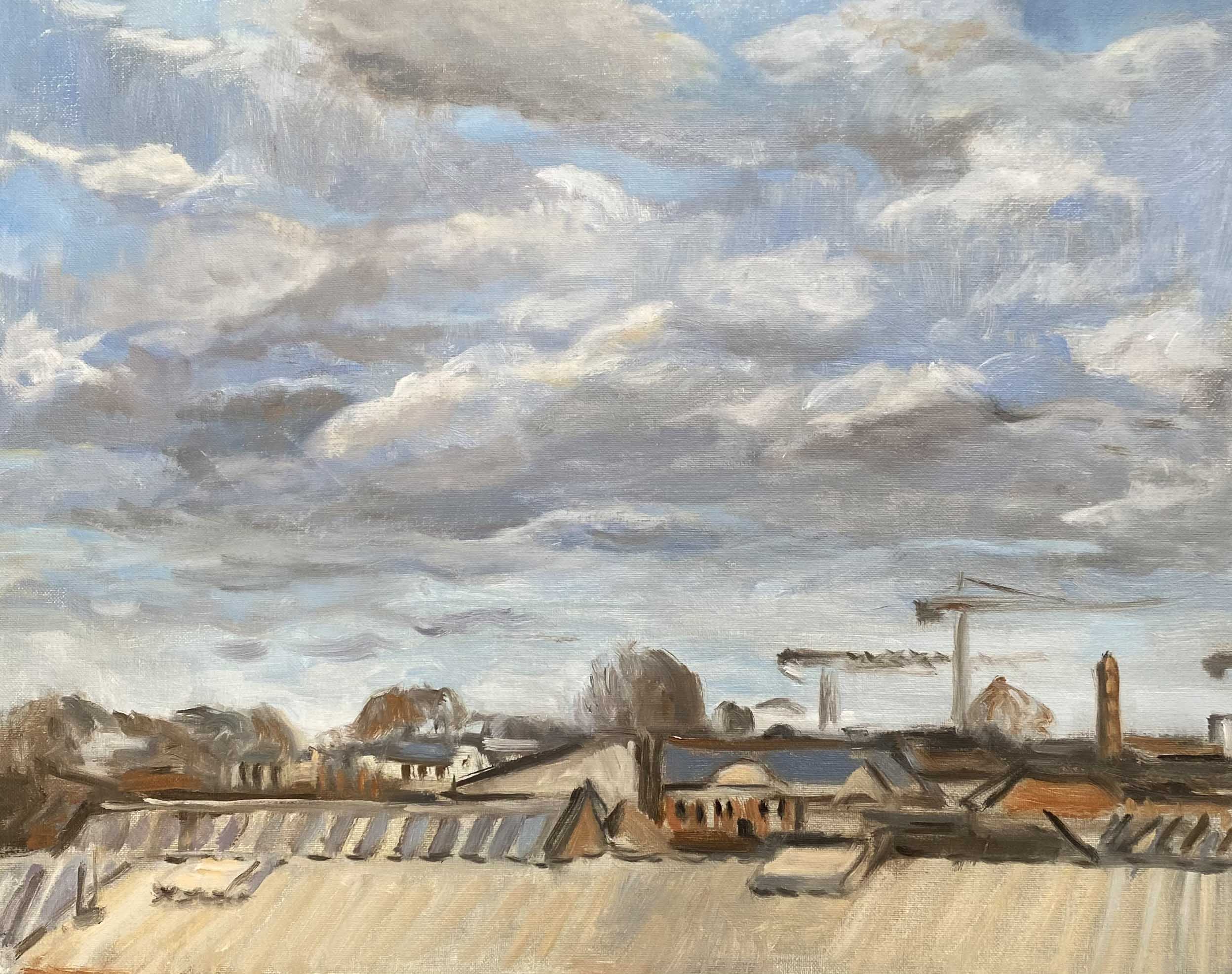 Rooftops from the studio, oil on canvas